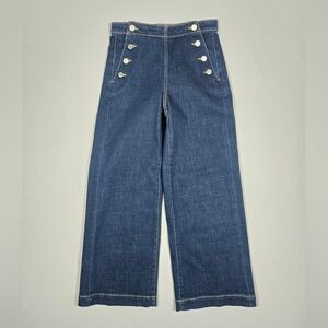 Banana Republic High Rise Wide Leg Cropped Sailor Jeans Dark Wash W25 L26